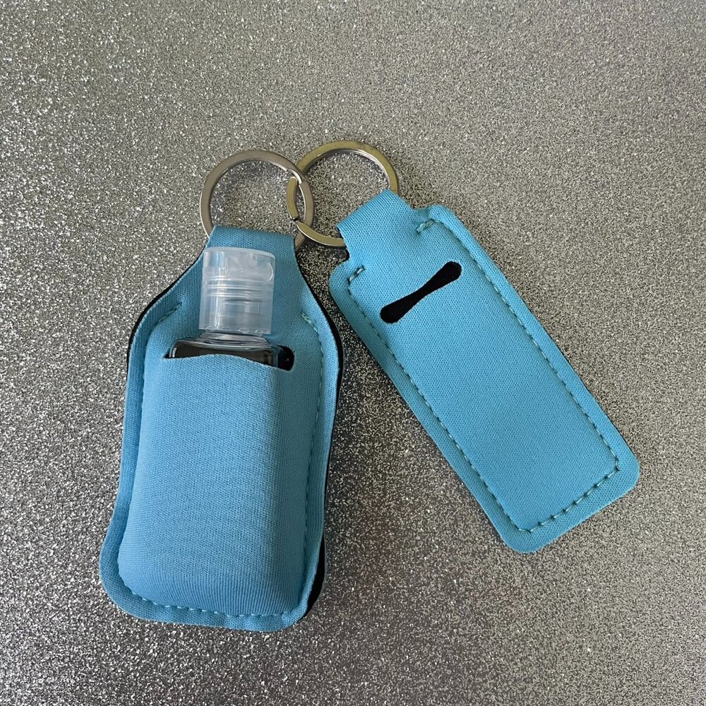 NWOT 3 Piece Neoprene Hand Sanitizer and Lip Balm (Chapstick) Holder Keychain